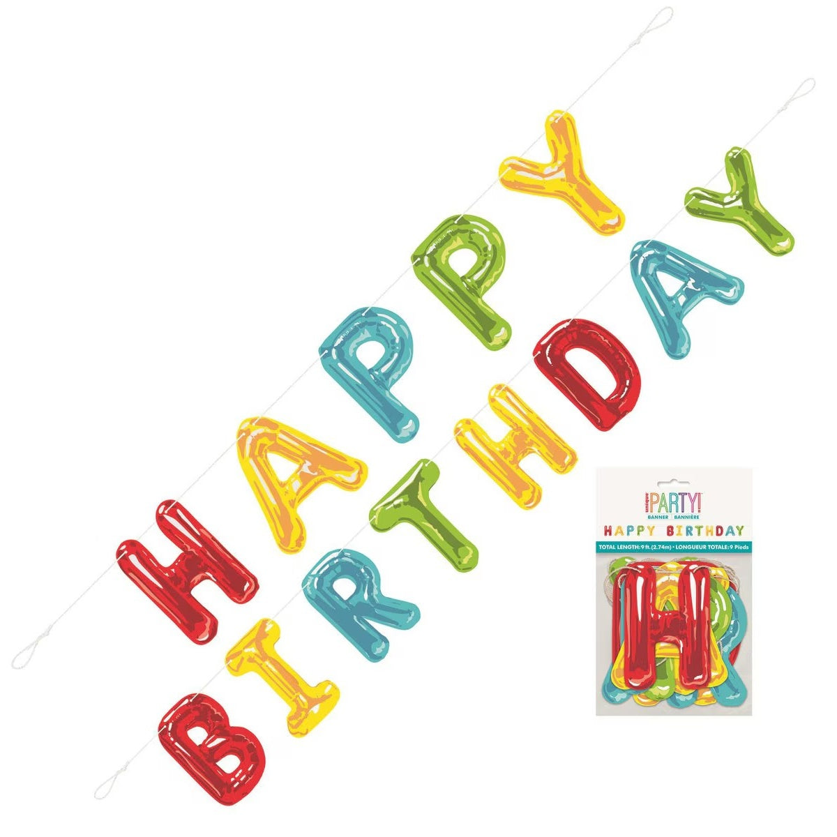 Balloon Style Happy Birthday 2Pc Banner 2.7M