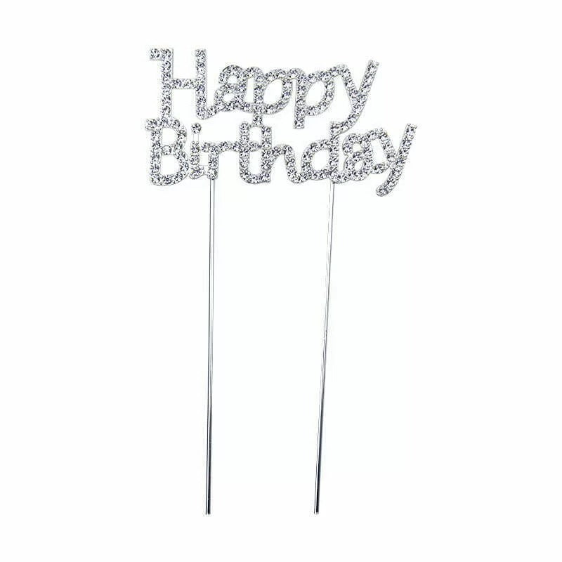 Happy Birthday Silver Cake Topper image 0