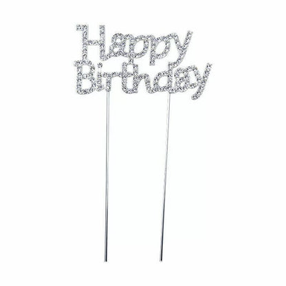 Happy Birthday Silver Cake Topper image 0