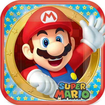 8 Super Mario Bros 9in/23cm Square Paper Plates image 0