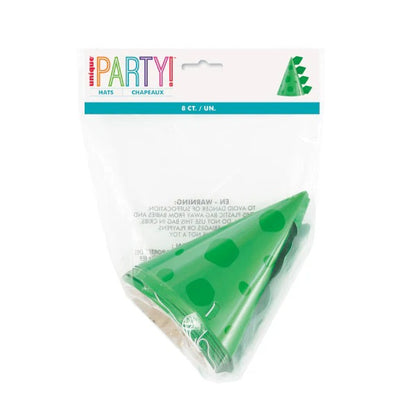 Blue & Green Dinosaur Party Hats 8pk