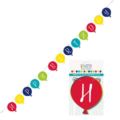 Balloon Style Happy Birthday Jointed Banner 2.7M