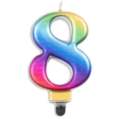 CANDLE NUMERAL JUMBO RAINBOW #8 image 0