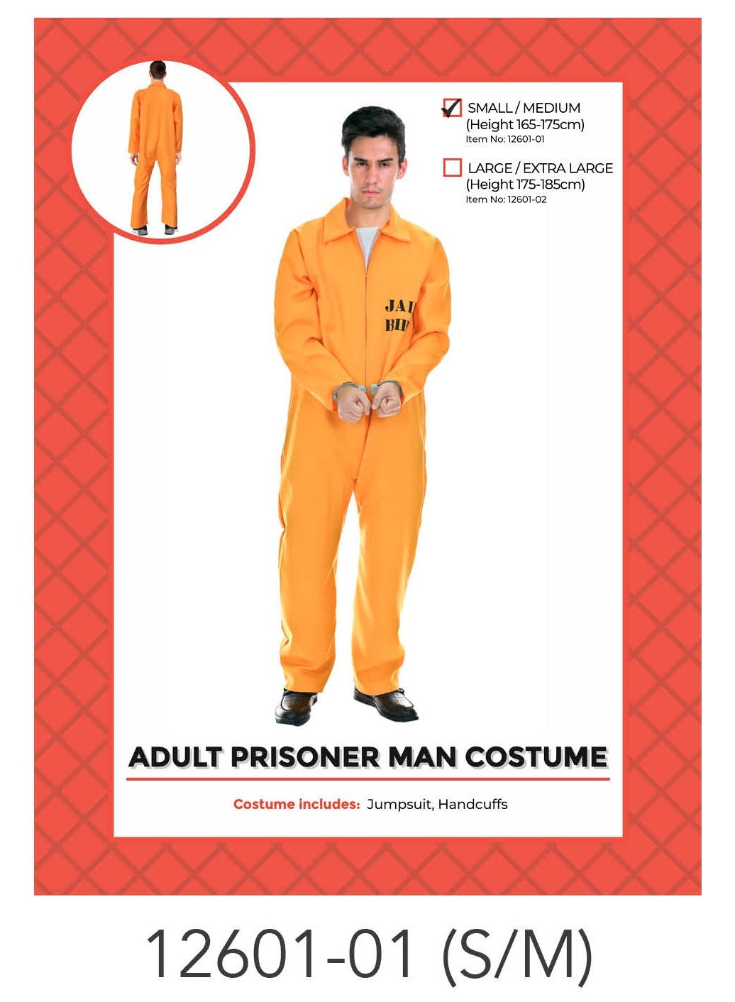 Adult Prisoner Costume (Orange) (S/M) image 0