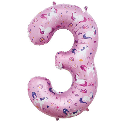 34" NUMERAL FOIL BALLOON - UNICORN #3