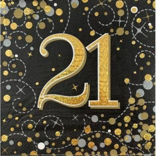 Sparkling Fizz Black & Gold Napkin 33cm #21 Pk16 image 0