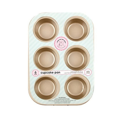 Baking Cupcake Tray 6 Cup Non-Stick Champagne 26x18x3cm image 0