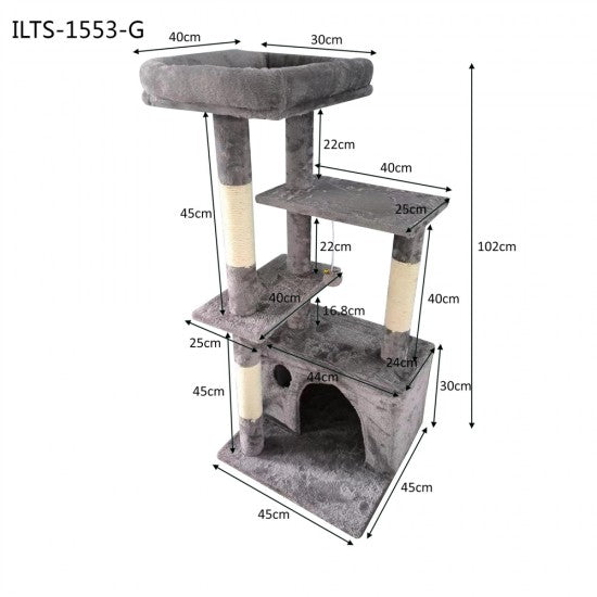 Purrfect Cat Pole Multi Level 45*45*102cm Grey image 0