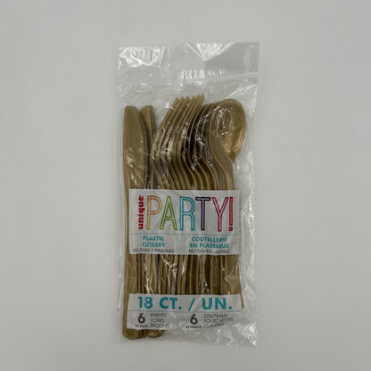Gold Plastic Assorted Cutlery Pack 18 image 0