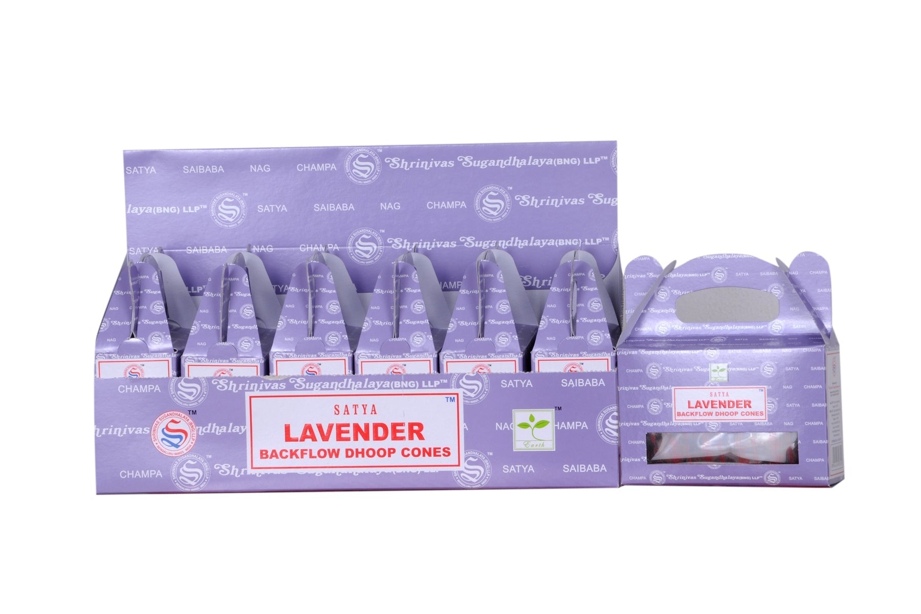 Satya Lavender Backflow Dhoop Cone 6 Pkts x 24 image 0
