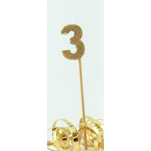CANDLE GOLD GLITTER LONG STICK #3 image 0