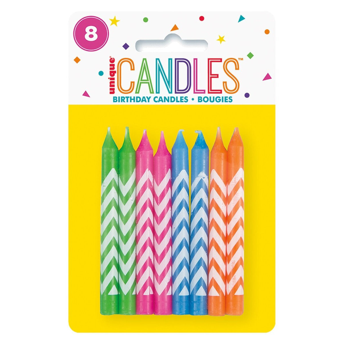 8 CHEVRON CANDLES - ASSORTED COLOURS image 0