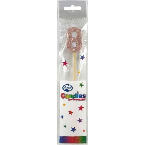 CANDLE ROSEGOLD GLITTER LONG STICK #8 image 0
