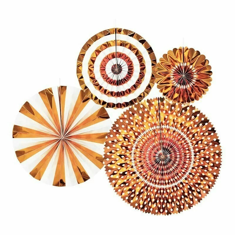 4 Rosegold Paper Fan set image 0