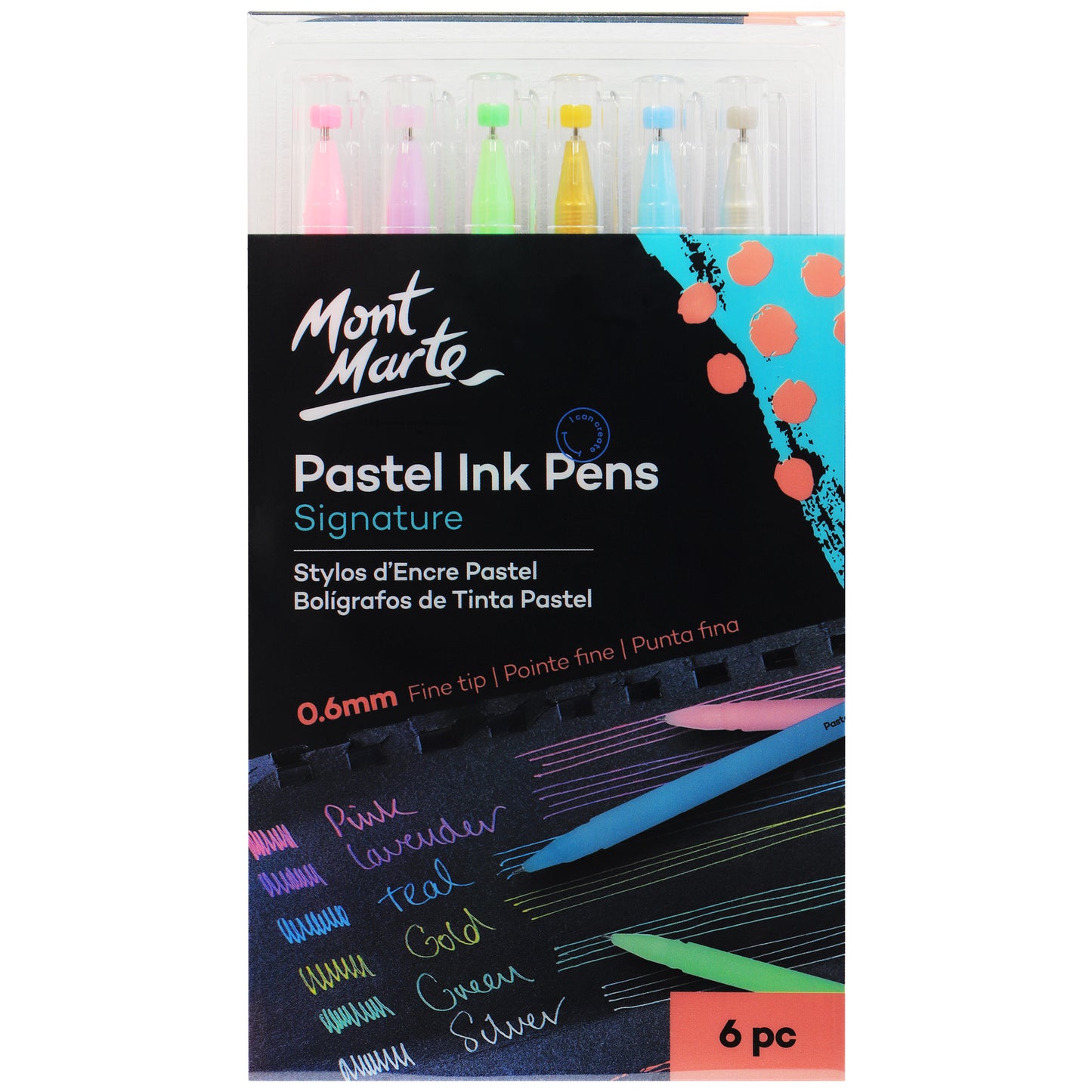 Pastel Ink Pens Fine Tip 6pc image 0