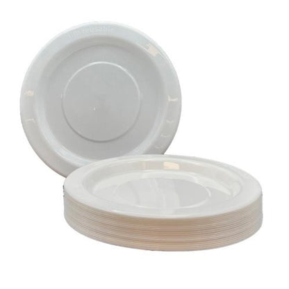 White Plastic Dinner Plates Pack 20 image 0