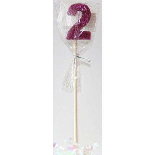 CANDLE PINK GLITTER LONG STICK #2 image 0