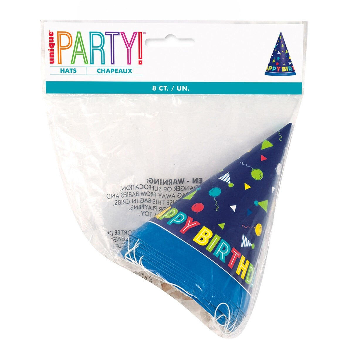 8 PEPPY HAPPY BDAY PARTY HATS image 0