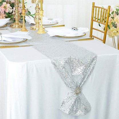 Silver Sequin Table Runner - 1.8m image 0