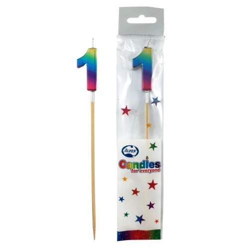 CANDLE RAINBOW METALLIC LONG STICK #1 image 0