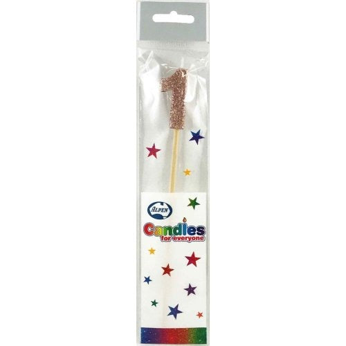 CANDLE ROSEGOLD GLITTER LONG STICK #1 image 0