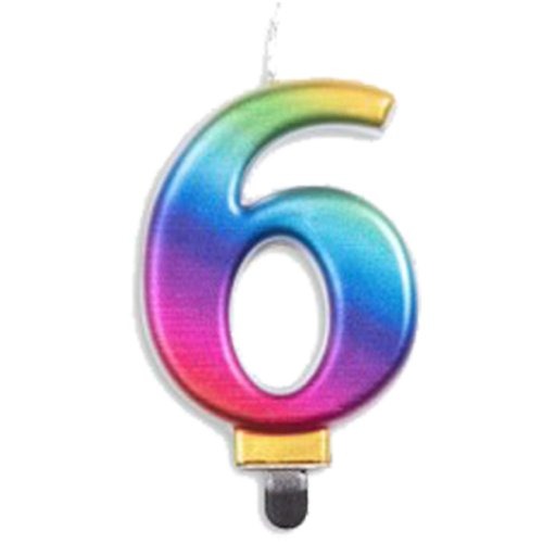 CANDLE NUMERAL JUMBO RAINBOW #6 image 0