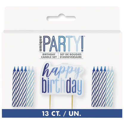 13 Gltz Blue Candle And Happy Birthday Candle