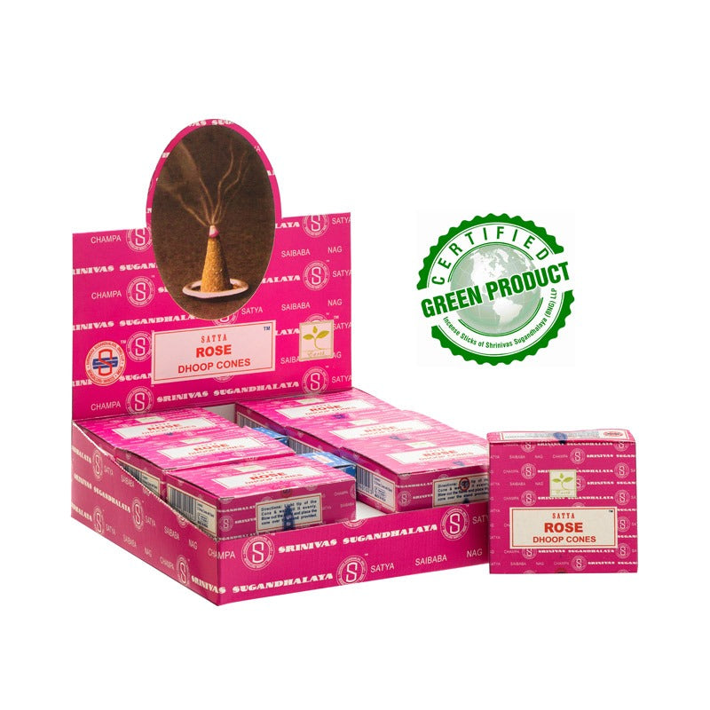 Satya (B) Rose Dhoop Cones (Pack of 12) image 0