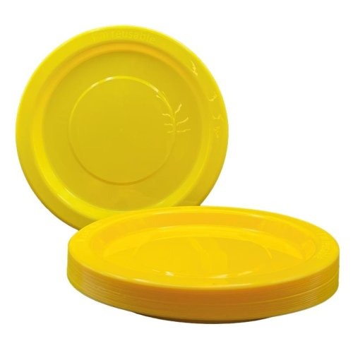 Yellow Plastic Dinner Plates Pack 20 image 0