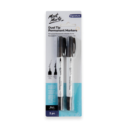 Dual Tip Permanent Markers Black 2pc image 0