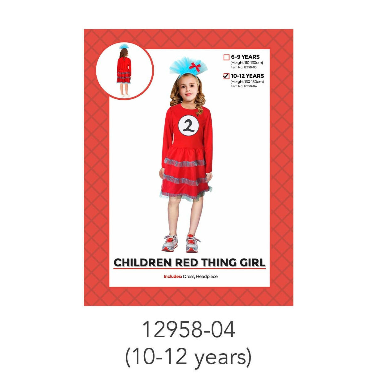 Children Red Thing 2 Girl Costume 10-12 Years image 0