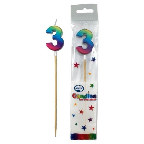 CANDLE RAINBOW METALLIC LONG STICK #3 image 0