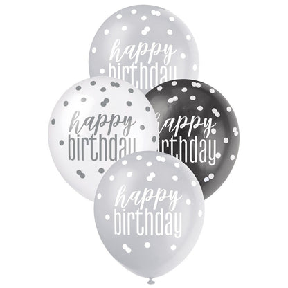 12pk Assorted Balloons - Happy Birthday