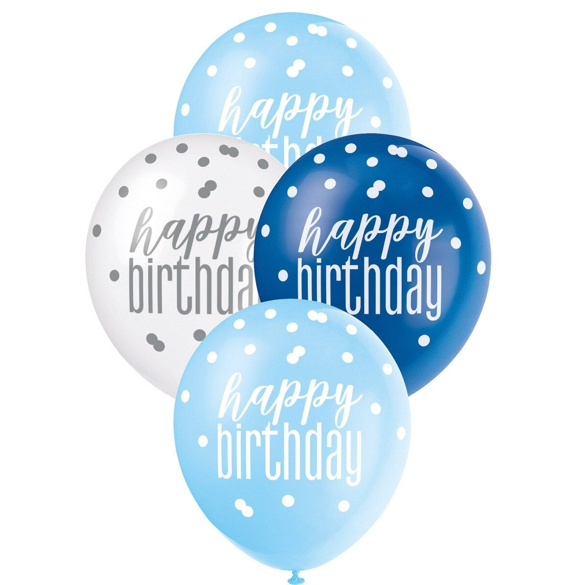 350Cm Balloons Blue/ White Asst Happy Birthday