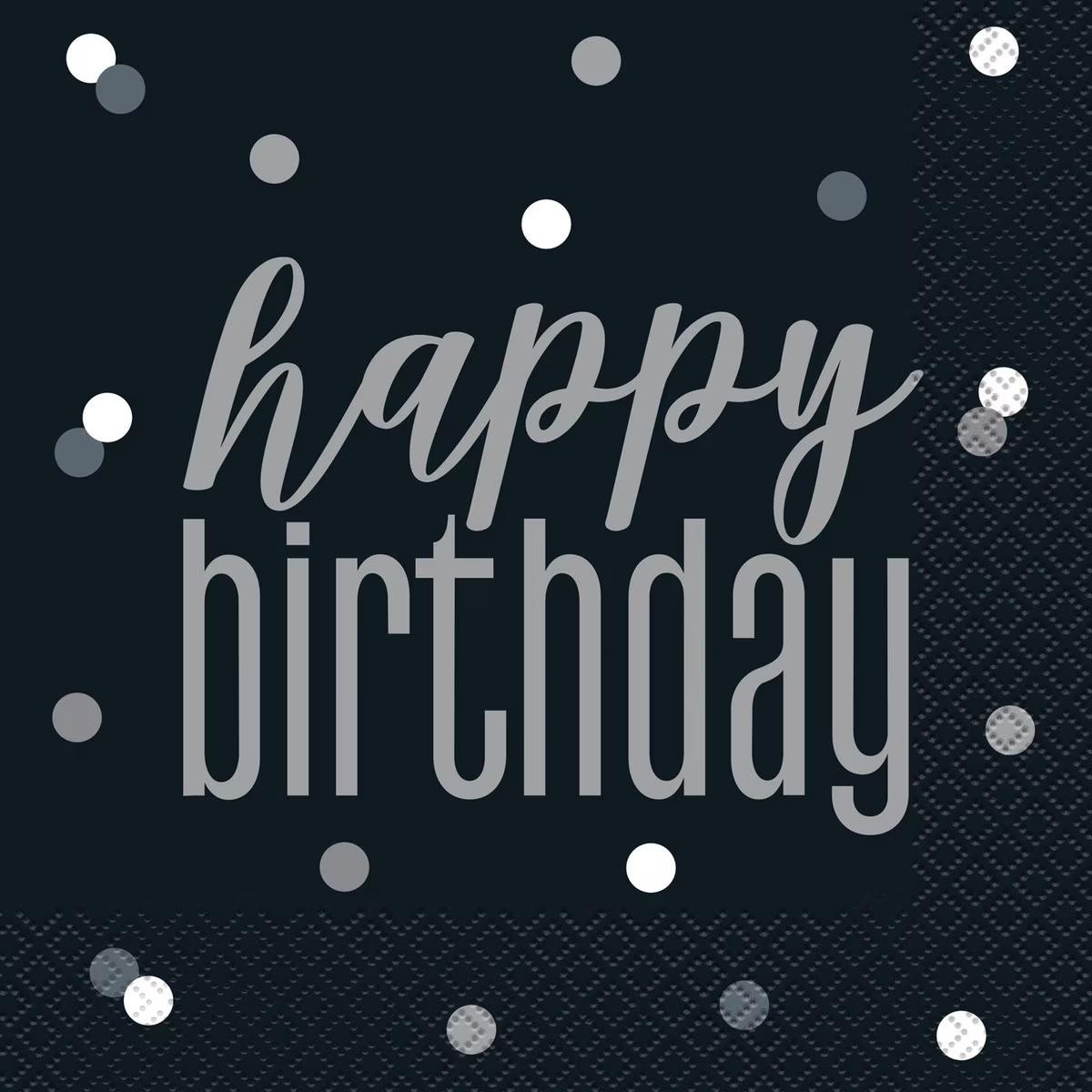 Black Happy B'Day 16 Lunch Napkins