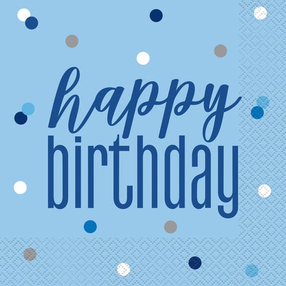 Blue Happy Birthday 16 Lunch Napkins