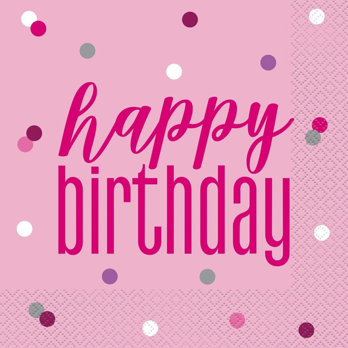Pink Happy Birthday 16 Lunch Napkins