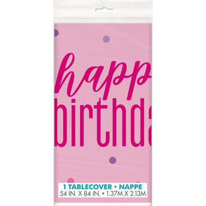 Pink Happy Birthday Tablecover
