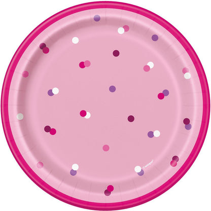 PINK H/B'DAY 8 x 7" PLATES - PF