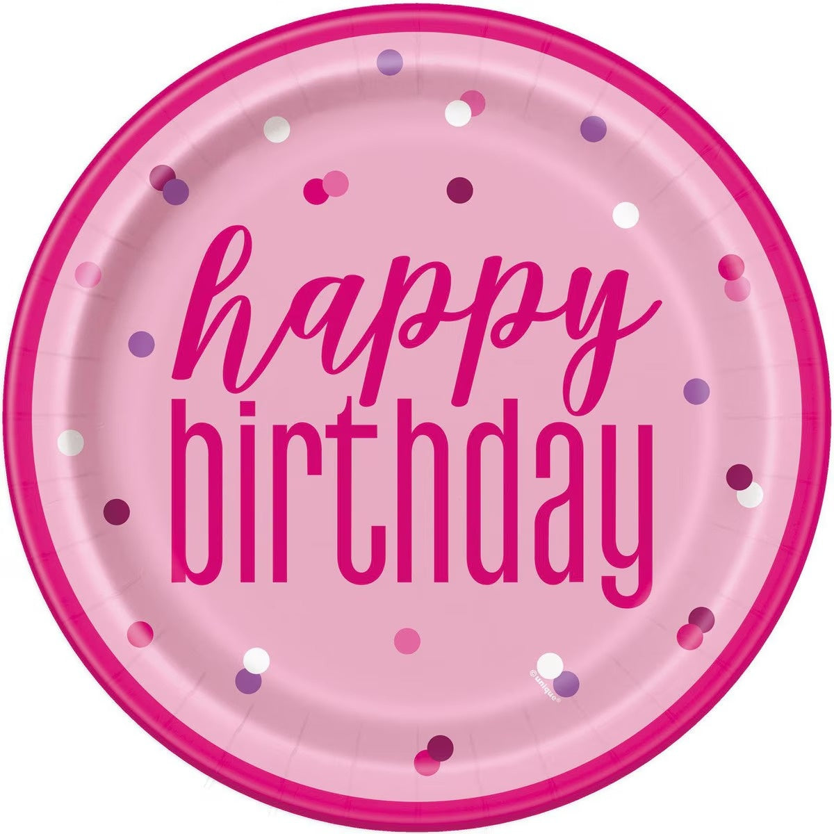 Pink Happy Birthday 23Cm Plates
