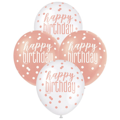 30Cm Balloons Rose Gold/ White Assorted