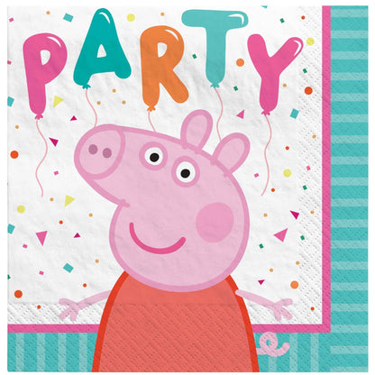 16 Peppa Pig Confetti Party Beverage Napkins image 0