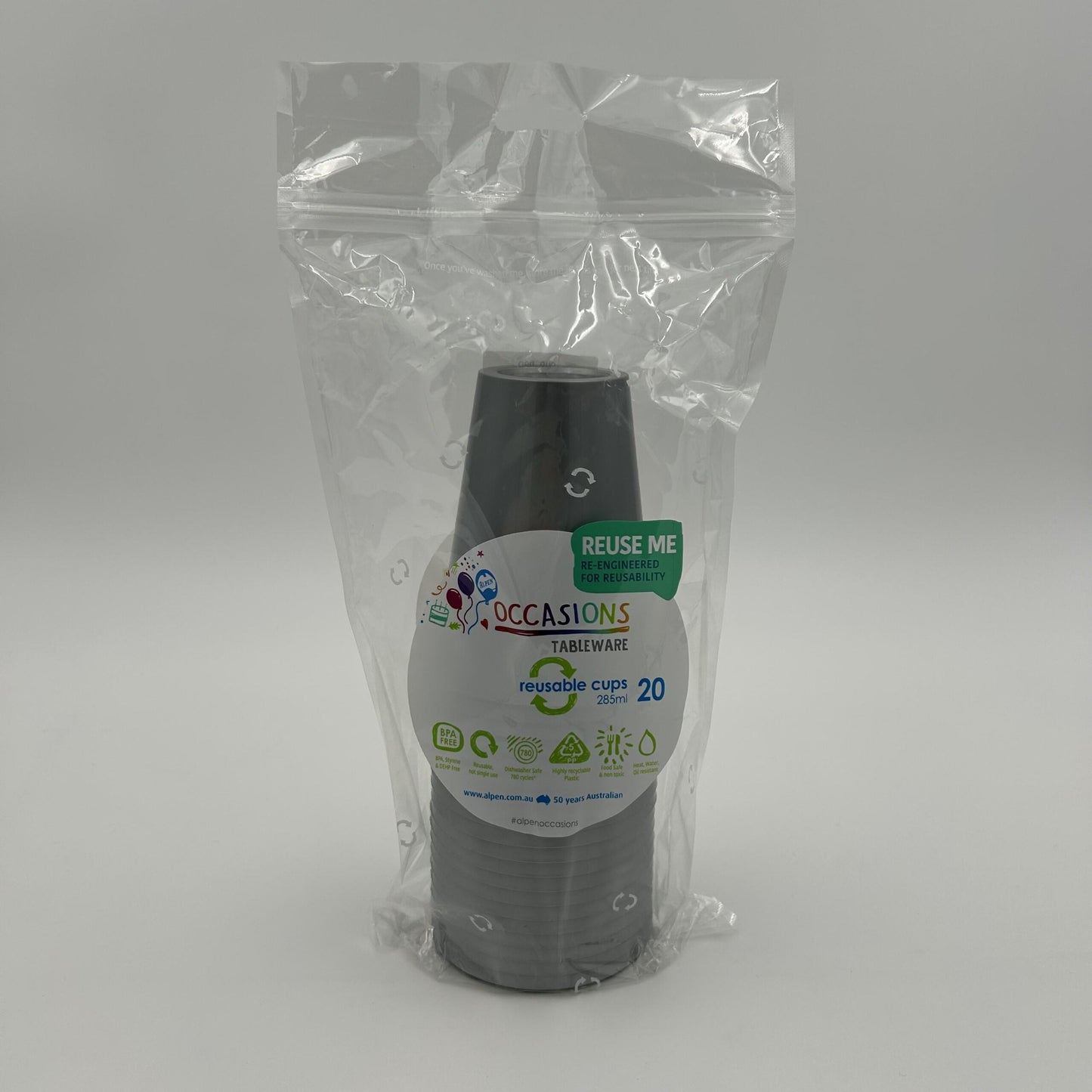 Silver Plastic Cup 285ml Pack 20 image 0
