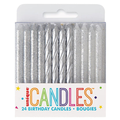24 SPIRAL CANDLES - GLITTER&SILVER image 0