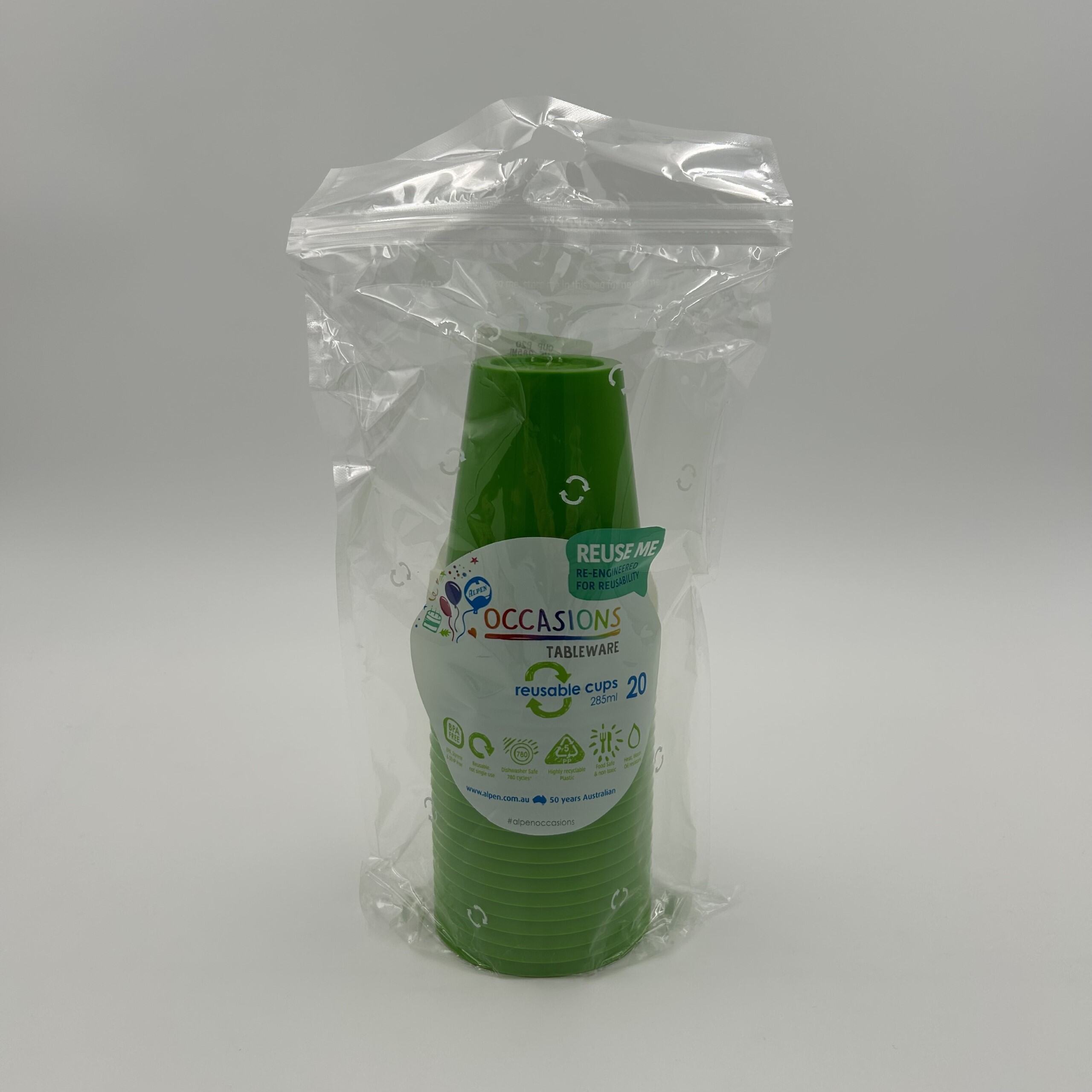 Green Plastic Cup 285ml Pack 20 image 0