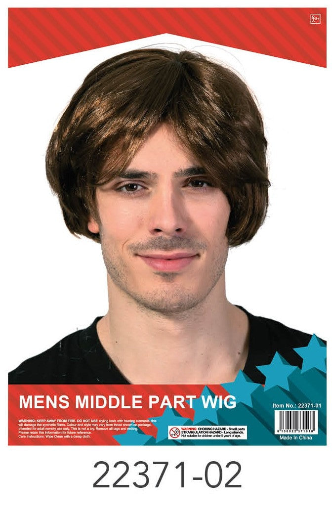Mens Middle Part Short Wig (Brown) image 0