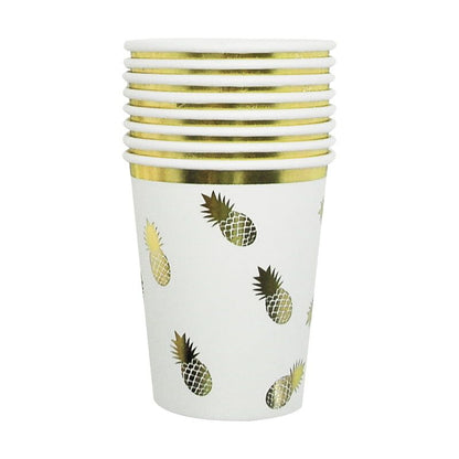 Gold Pinapple 9oz paper cups - 8pk image 0