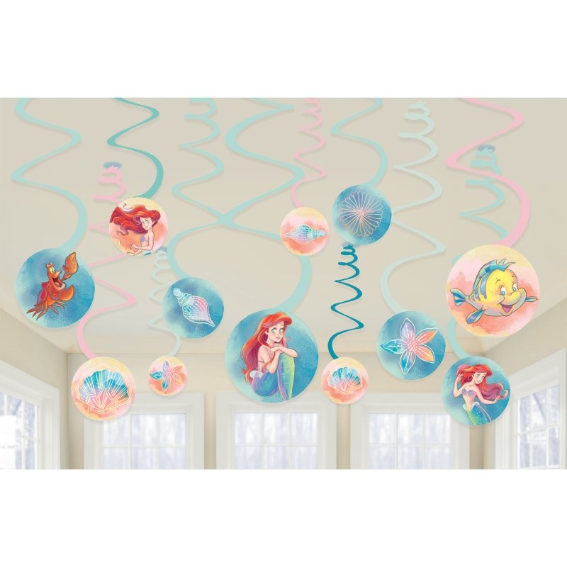 The Little Mermaid Spiral Decorations 12pk