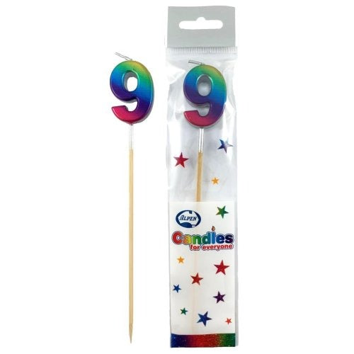 CANDLE RAINBOW METALLIC LONG STICK #9 image 0