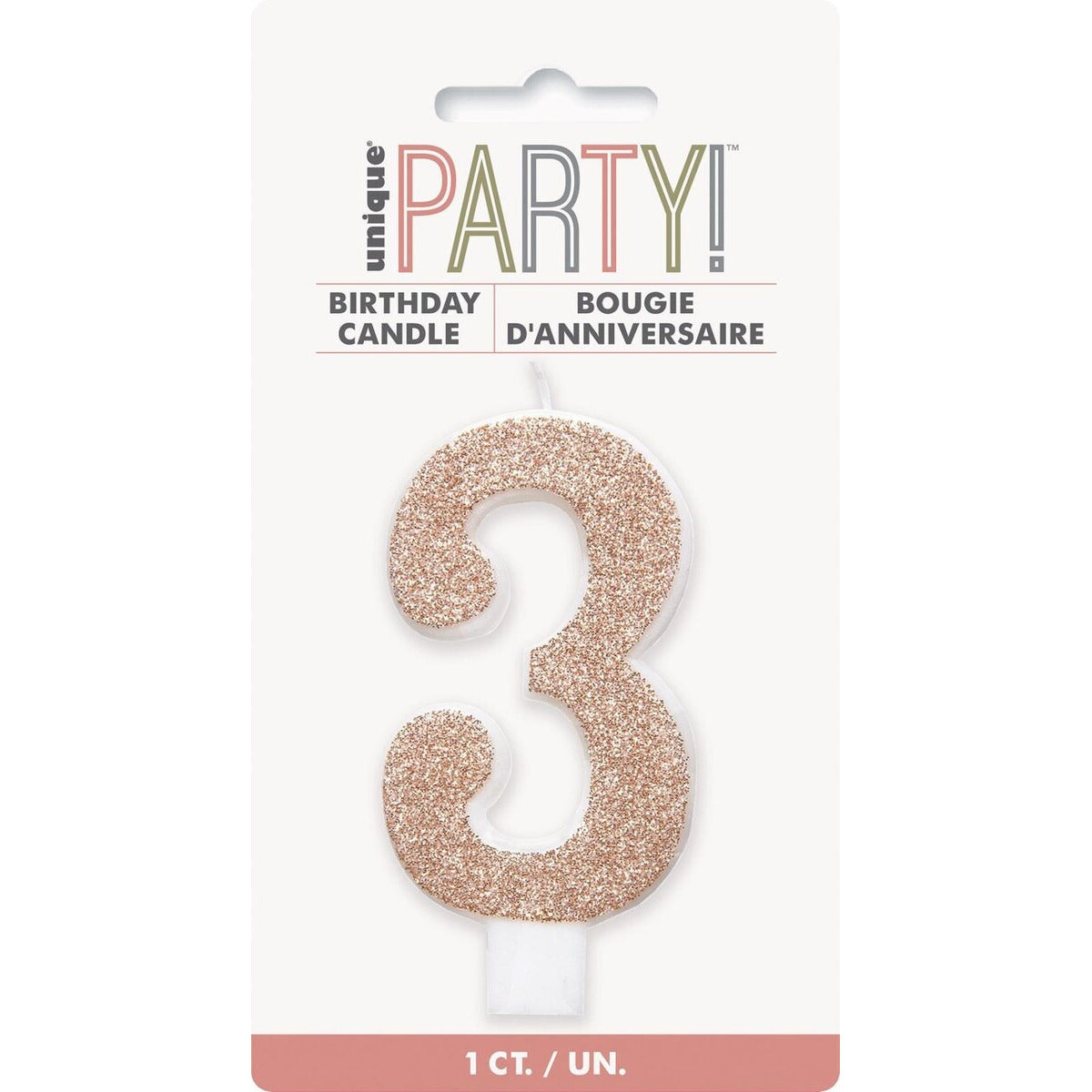 NUMERAL CANDLE 3 - ROSEGOLD image 0